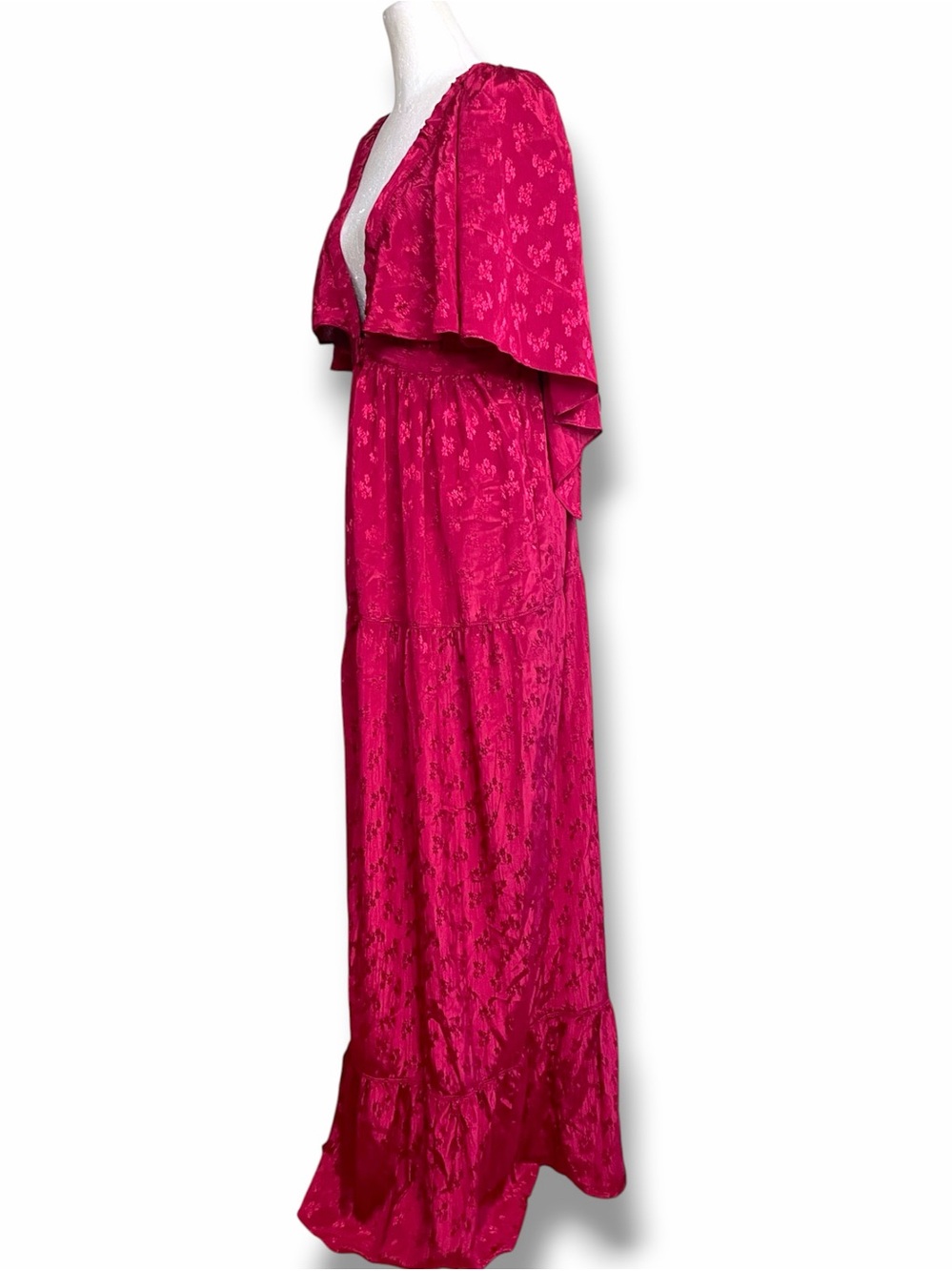 NWT Free People Cha Cha Maxi Dress Red Jacquard Boho Wedding Guest Goddess M - Picture 5 of 16